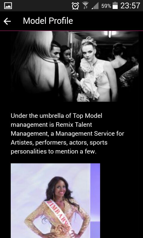 Fashion Designers Expo Mobile App - Model Profiles